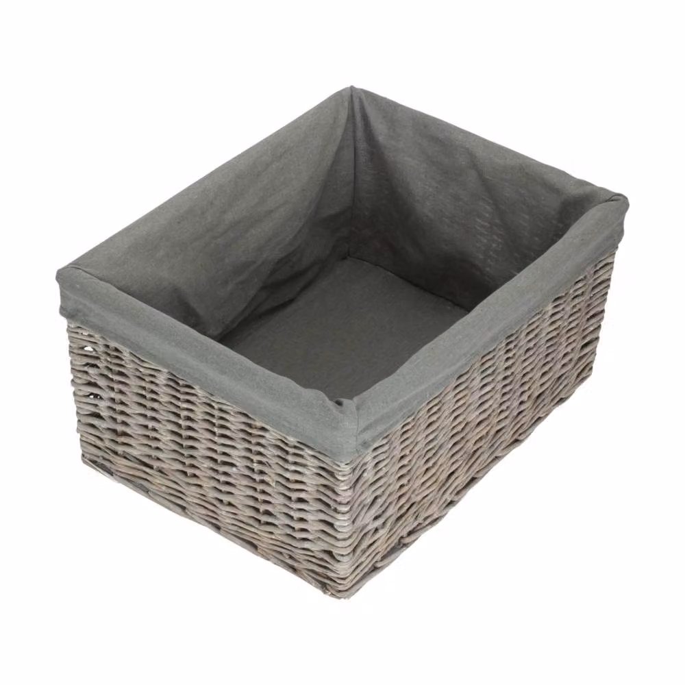 Red Hamper Jumbo Wicker Storage Basket in Grey Wash with Handles and Grey Lining – 2
