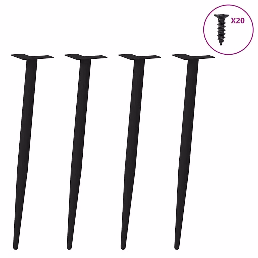 Berkfield Home Conical Coffee Table Legs, 4 Piece Black Matt Steel Set, Height: 72.5 cm – 2