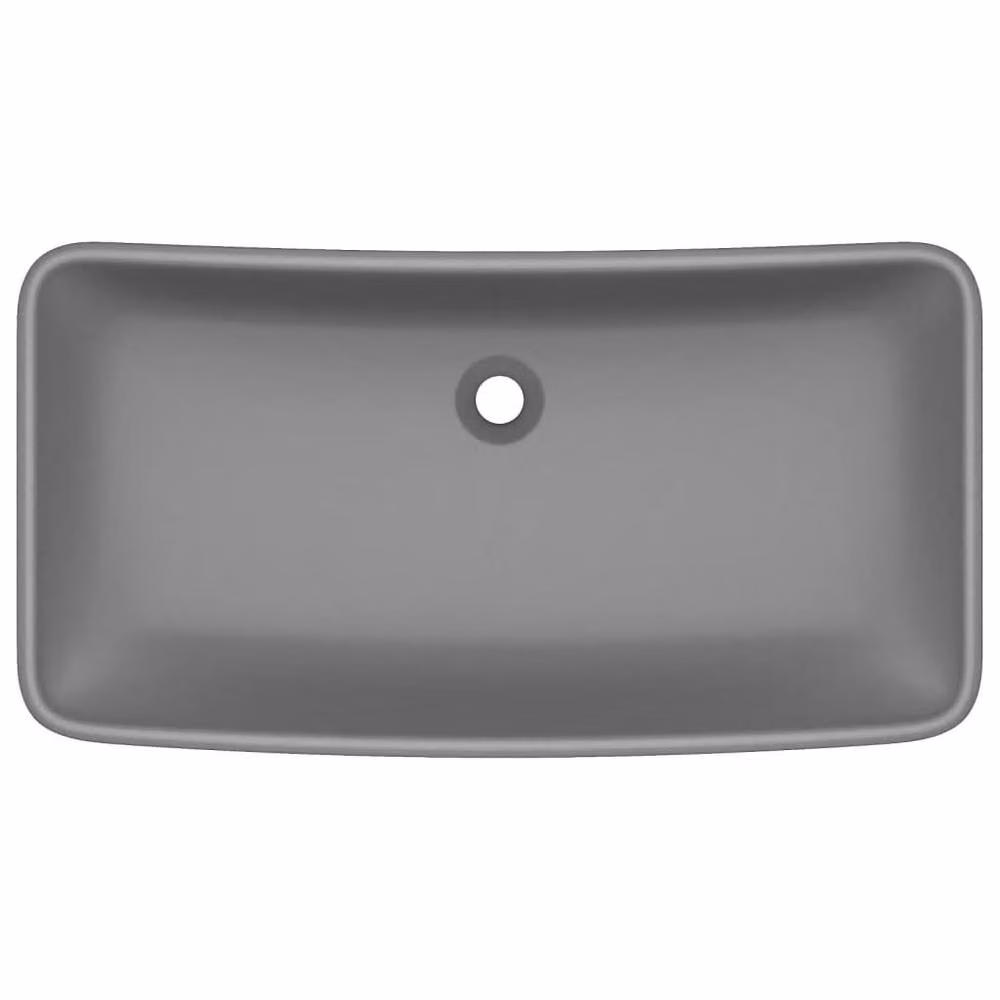 Berkfield Home Luxury Rectangular Ceramic Countertop Basin in Matt Dark Grey, W: 71 cm, D: 38 cm – 3
