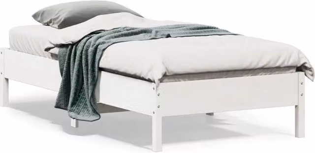 Berkfield Home Small Single Solid Wood Pine Bed Frame, White, W: 75 cm, L: 190 cm
