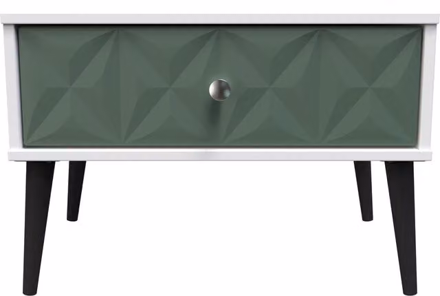 Ready Assembled 2 U Toledo Wide Side Table with 1 Drawer in Green and Black – 1