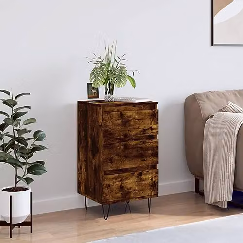 vidaXL Modern Sideboard in Brown Engineered Wood and Metal, W/D/H: 40 x 35 x 70 cm – 2
