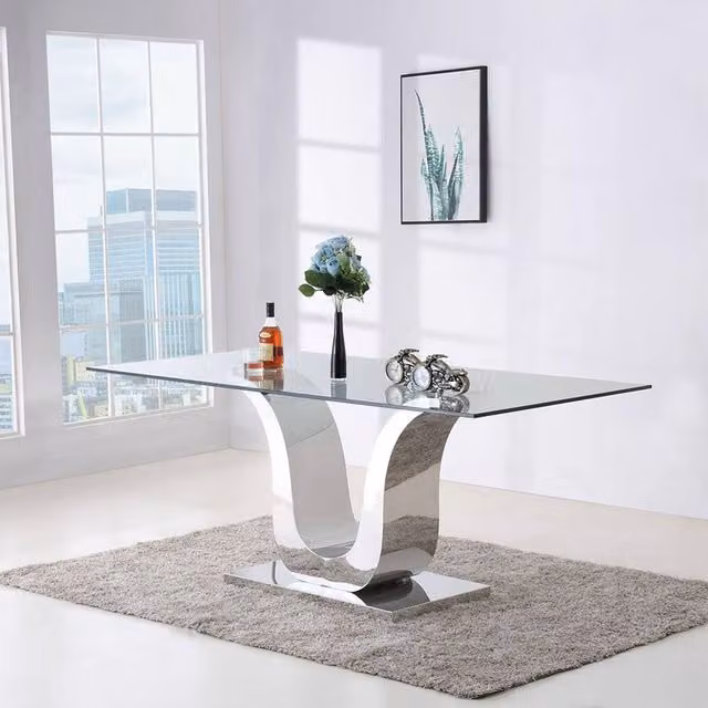 Thats Furniture Alexandria 180cm Rectangular Glass and Chrome Dining Table in Silver