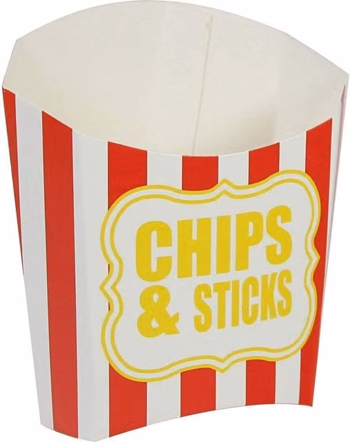 Amscan White Striped Disposable Chips and Fries Container