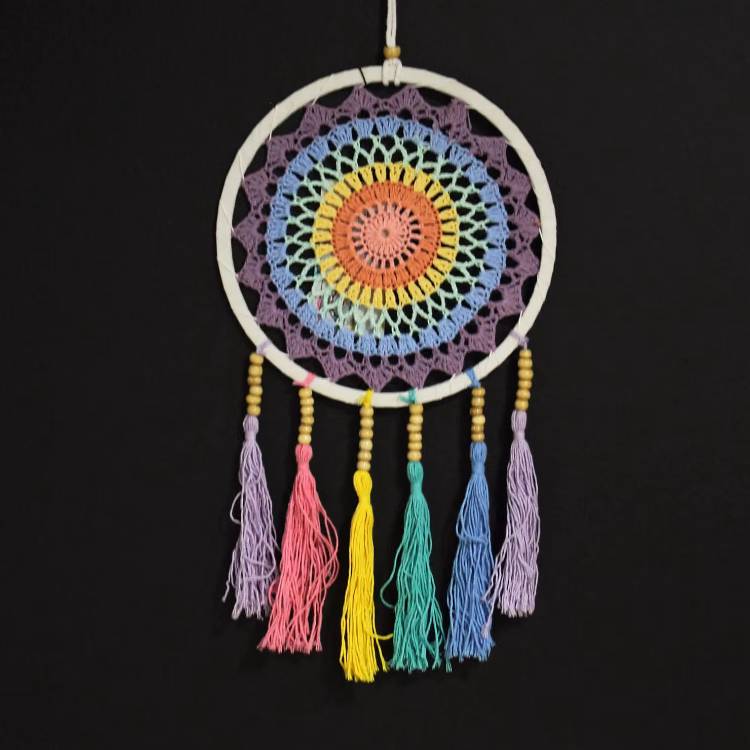 KDMD Small Dreamcatcher Mandala Hanging Decoration, Multicolour, W: 22 cm, H: 56 cm – 2
