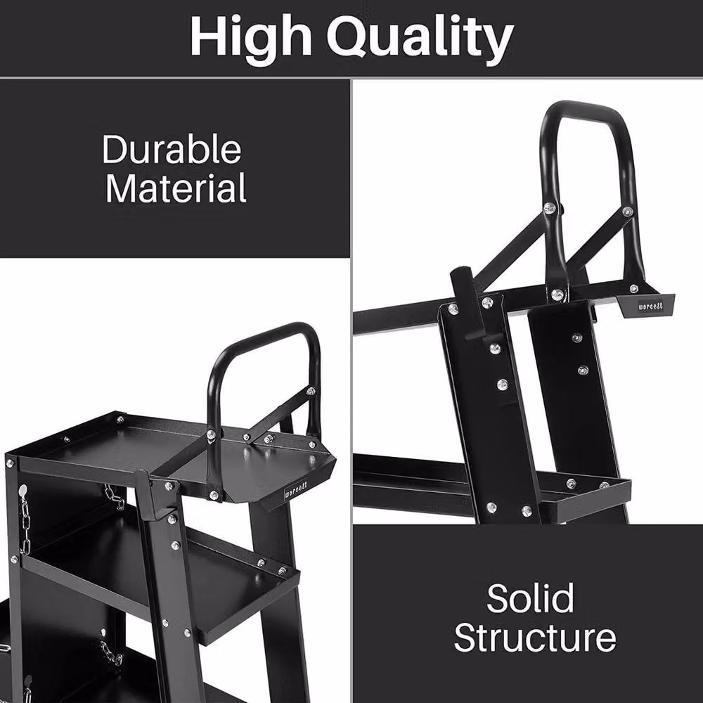 EONLION 3 Tier Rollable Welding Cart Trolley in Black – 5