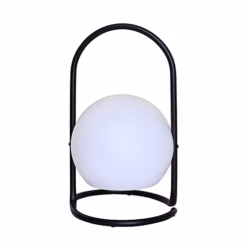 MiniSun Contemporary Black Metal Wire Lantern Table Lamp with Rechargeable RGB LED Globe Shade