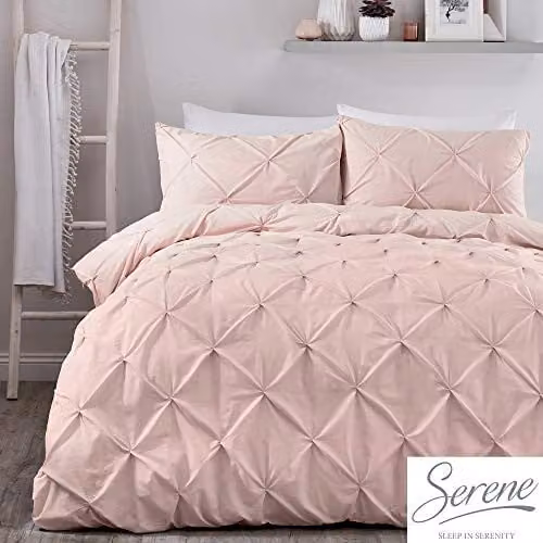 Serene Lara Ruched Easy Care Duvet Cover and Pillowcase Set, Pink, 180 x 200 cm