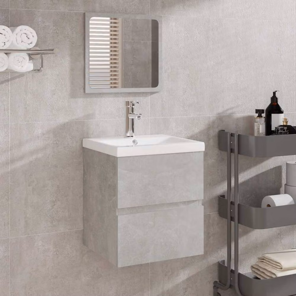 Berkfield Home Wall Mounted Modern Bathroom Cabinet with Mirror in Matt Grey – 2