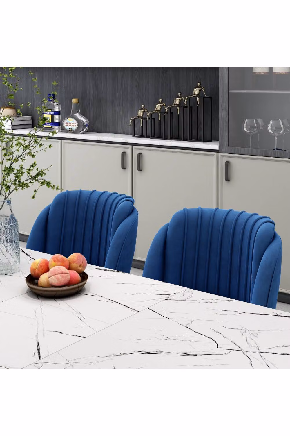 Life Interiors Milano Velvet Dining Chair with Ribbed Back Design in Blue – 4
