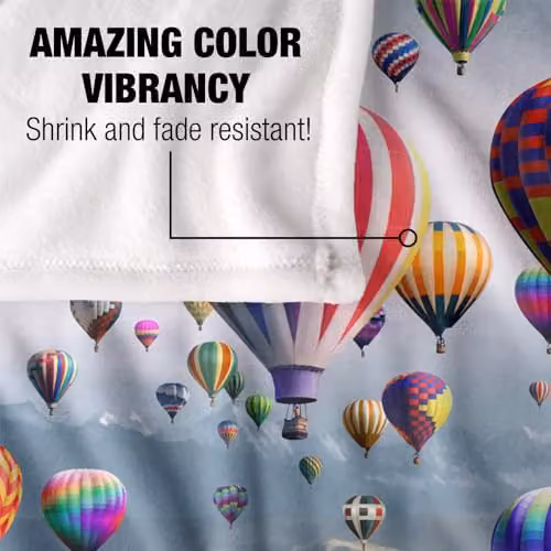 JQ Licensing Royce Mcclure Hot Air Balloon Sky Roads Super Soft Silky Touch Fleece Throw Blanket, Multicolour, W/D/H: 91 x 147 cm – 4