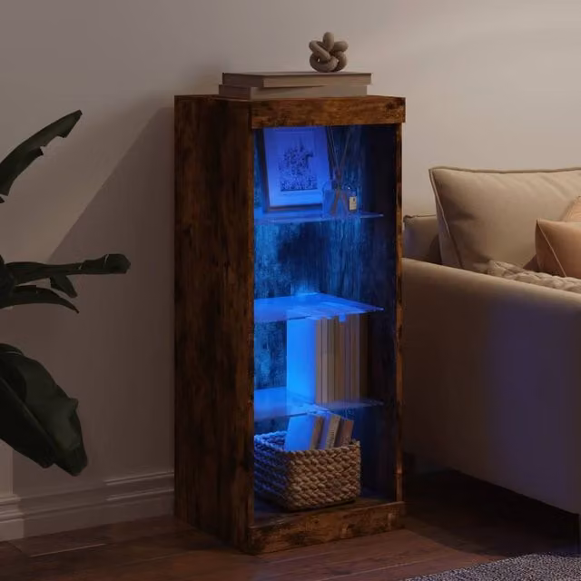 Berkfield Home Modern Sideboard with Integrated LED Lights in Smoked Oak Brown, W/D/H: 41 x 37 x 100 cm – 1