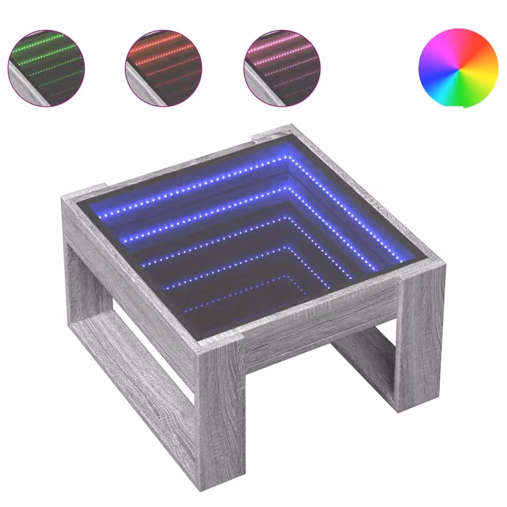 Berkfield Home Infinity LED Coffee Table in Grey Sonoma, W/D/H: 50 x 53 x 30 cm – 2