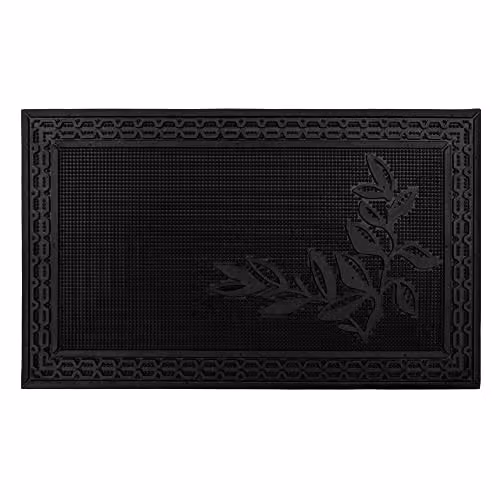 JVL Black Rubber Pin Foliage Scraper Doormat, W: 45 cm, L: 75 cm – 1
