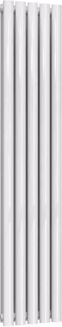 Bathroom Kingdom Neva White Double Oval Vertical Steel Radiator H: 150 cm, W: 29.5 cm