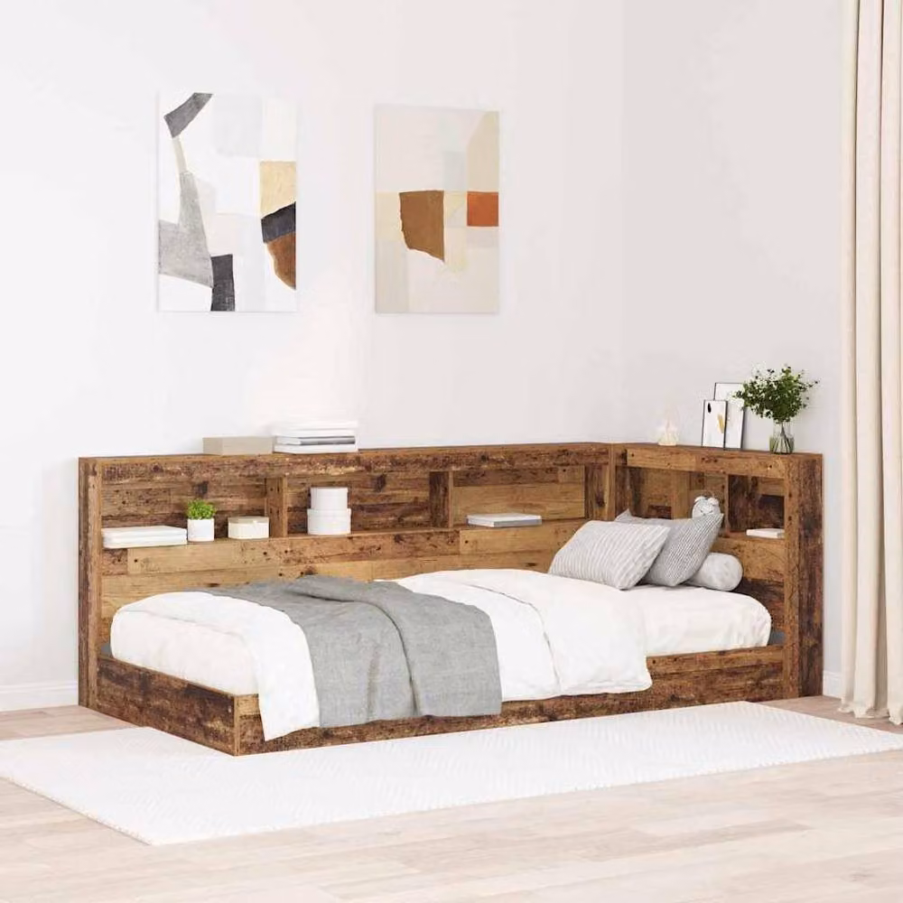 Berkfield Home Storage Headboard in Old Wood Brown with Integrated Shelf, Width: 90 cm – 2