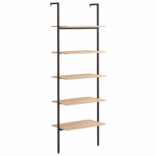 vidaXL 5-Tier Industrial Ladder Shelf in Brown and Black, W/D/H: 64 x 35 x 185 cm