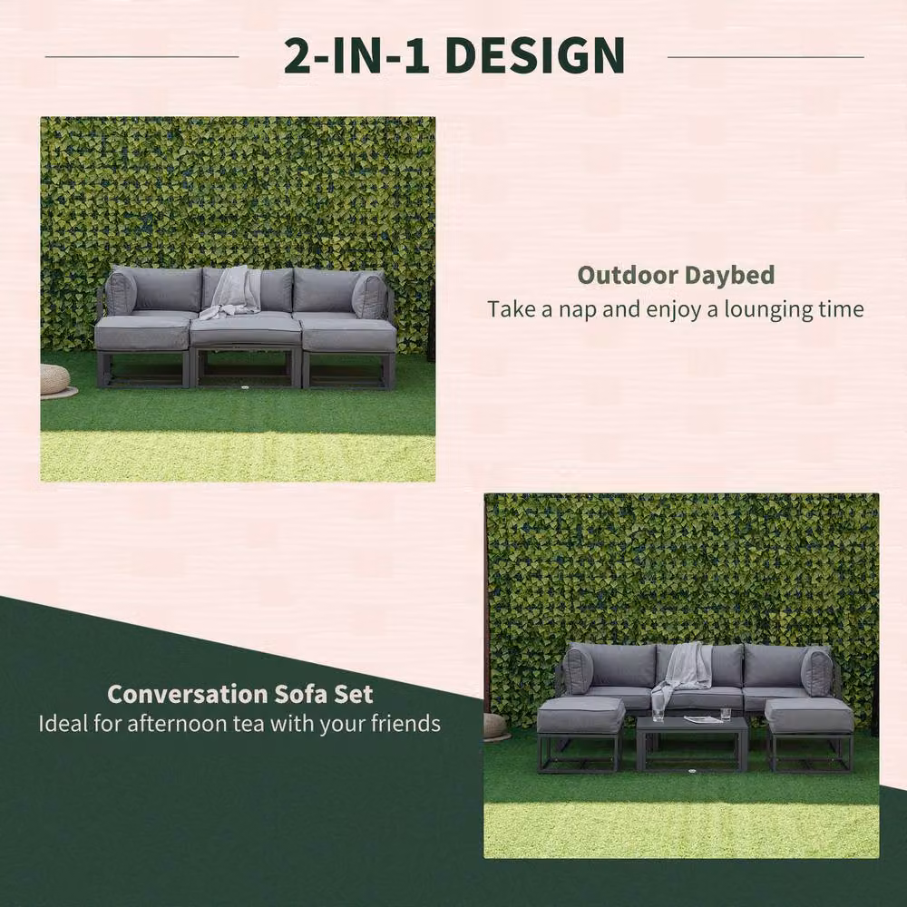 STILVORA 6-Seater Modern Sofa with Aluminium Frame in Grey – 4