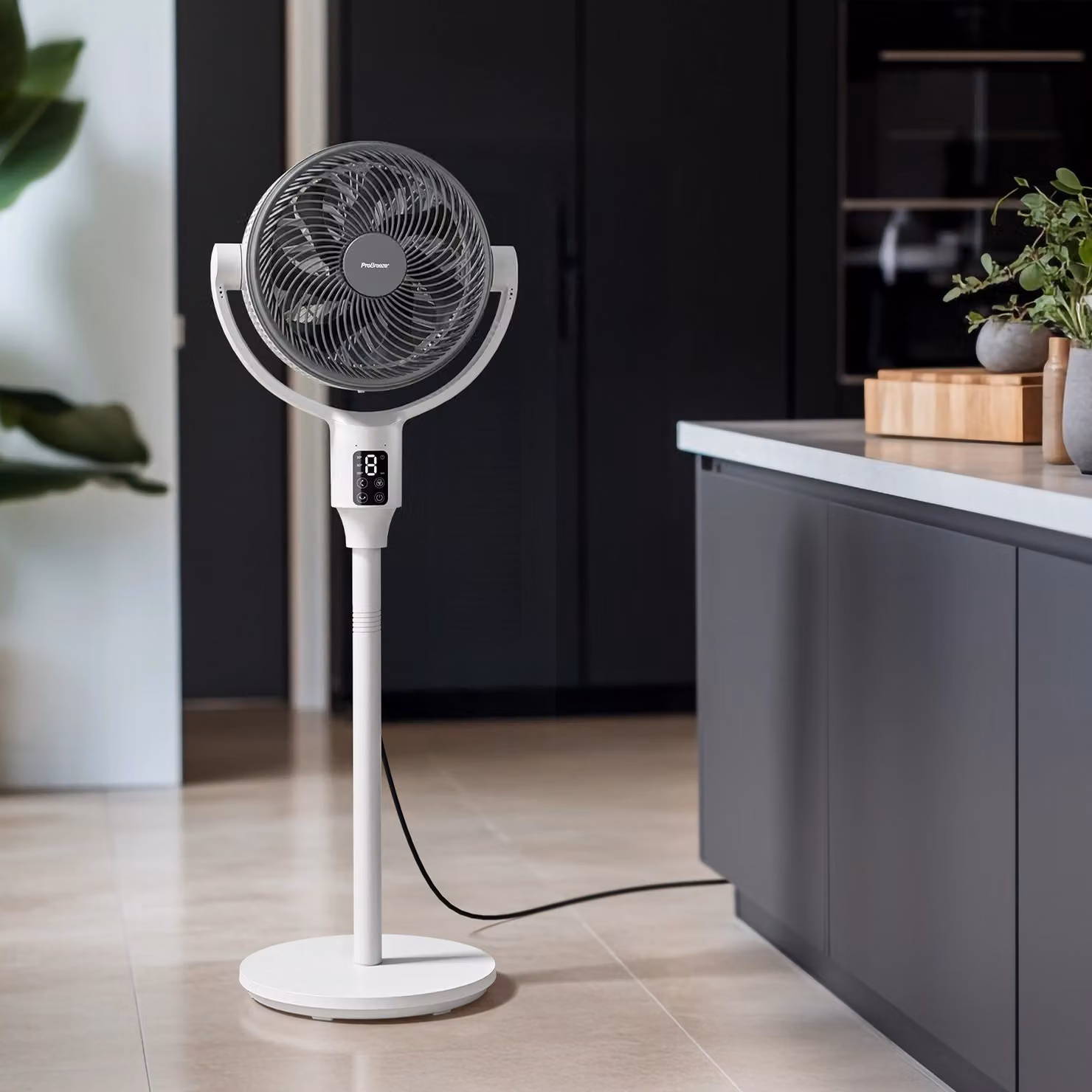 Pro Breeze AirFlo Plus 44-inch Smart Hybrid Pedestal Fan with WiFi and App Control, White and Grey – 2