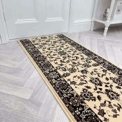 runrug Oriental Hallway Runner Rug, Beige, W: 70 cm, L: 390 cm – 1