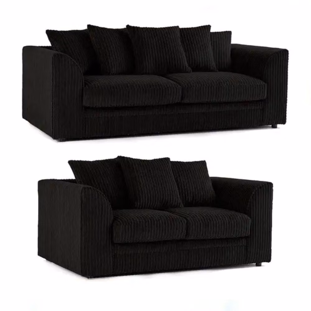 Snug Furniture Birmingham Ltd Camden Jumbo Cord 3+2 Sofa Set in Black – 2