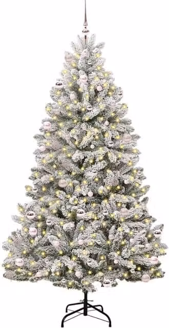 Berkfield Home Elegant Artificial Christmas Tree in Green and White, H 240 cm, W 120 cm, D 120 cm – 1
