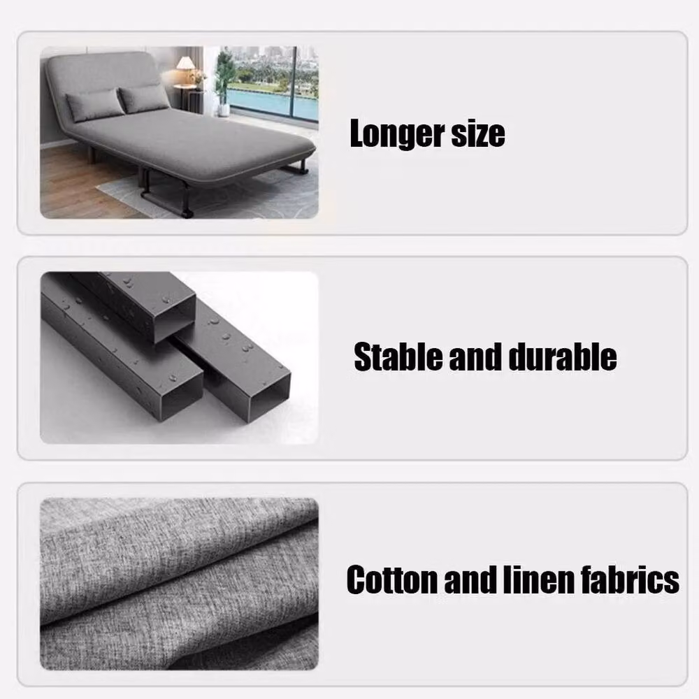 FORGEVIO Modern Grey Fabric Double Click-Clack Sofa Bed with Metal Frame, W/D/H: 140 x 190 cm – 5