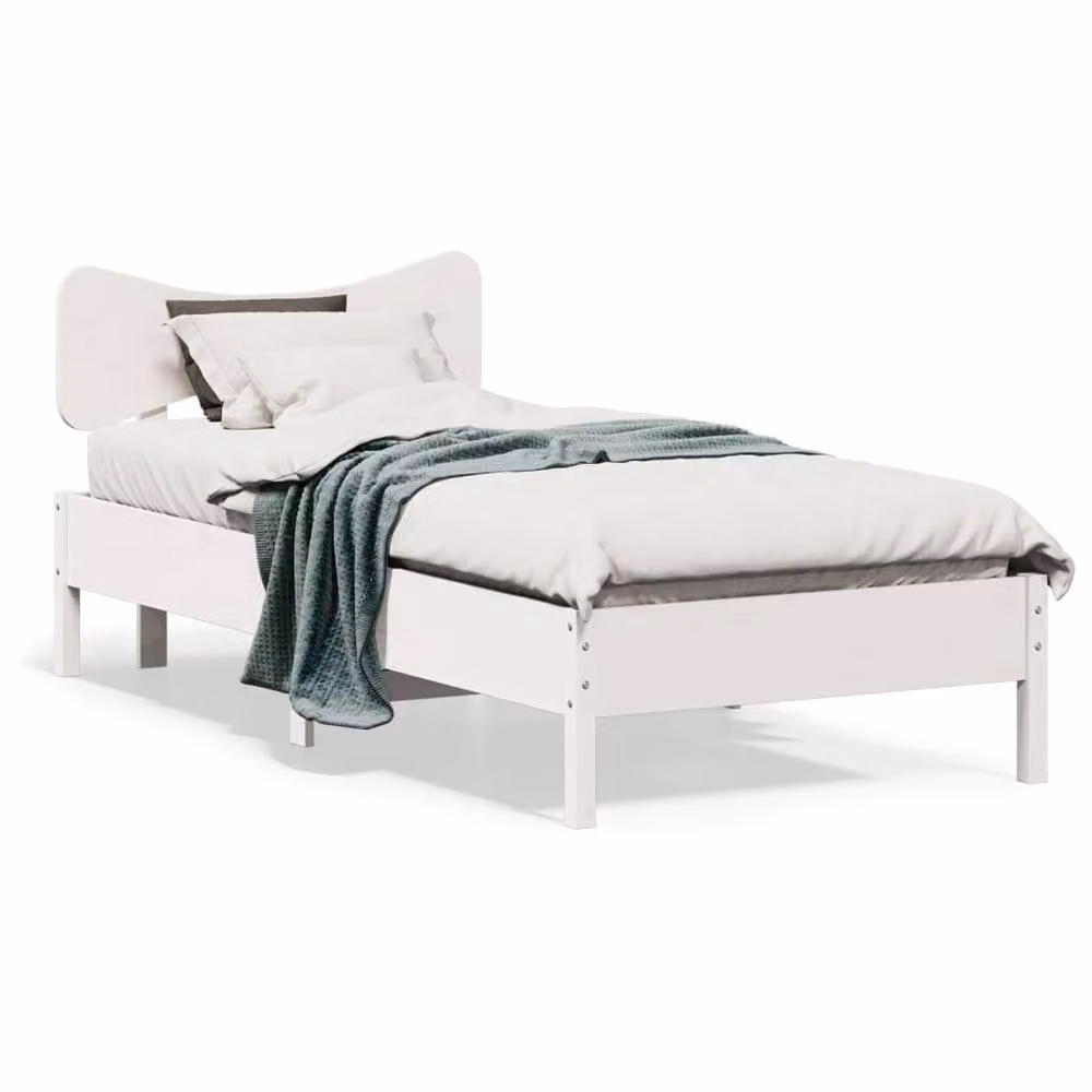Berkfield Home Beautiful Bed Frame in White Solid Pine W/D/H: 100 x 200 x 105.5 cm – 2