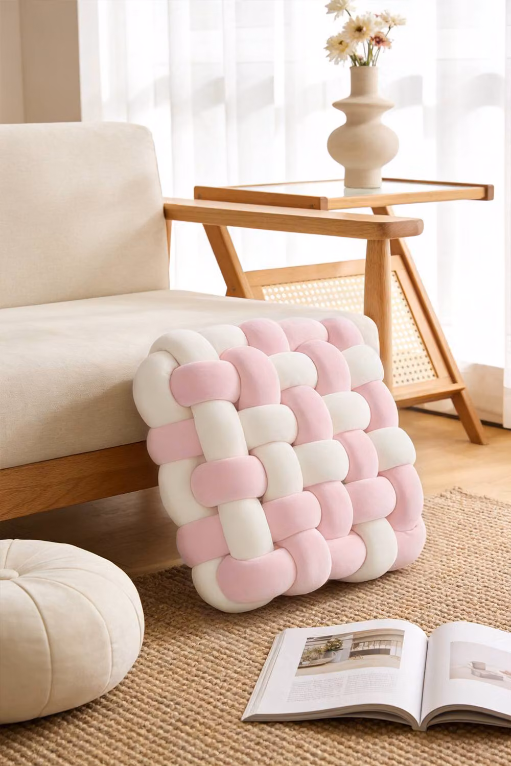 Garden Sanctuary Soft Woven Pink Polyester Seat Cushion for Adults – 2