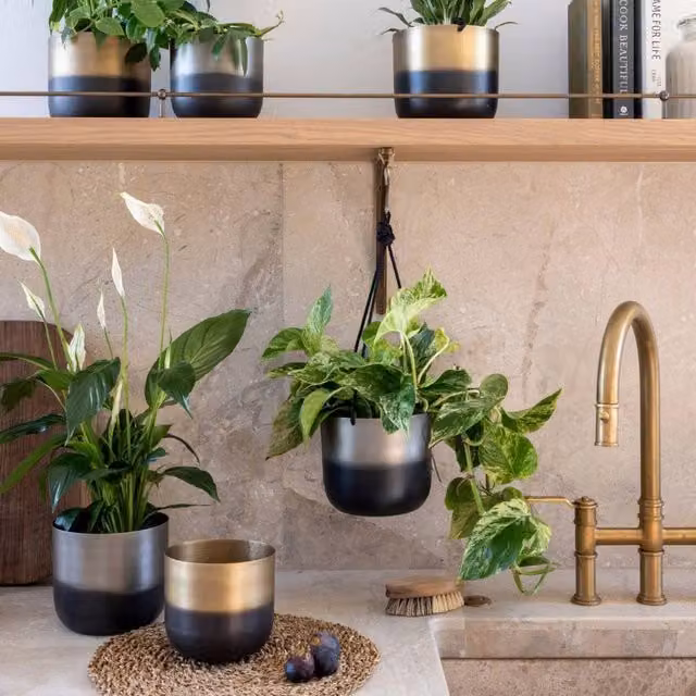 Ivyline Oscar Two Tone Silver Metal Tabletop Planter Set of 2 – 1