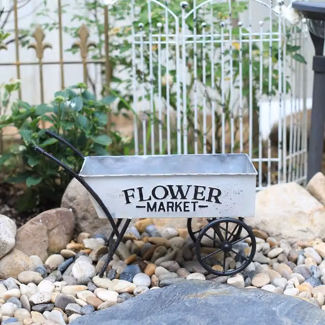 All Chic Vintage Flower Market Metal Plant Pots in White