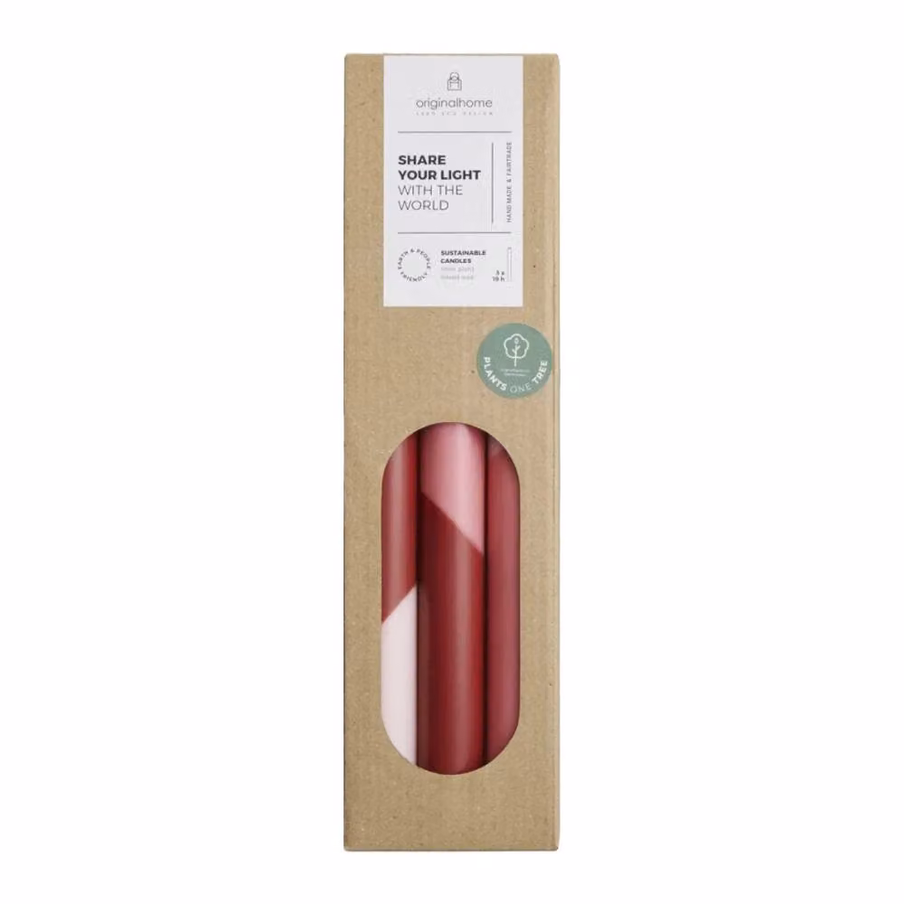 Originalhome Eden Diagonal Candles, Red, Pack of 3 – 2