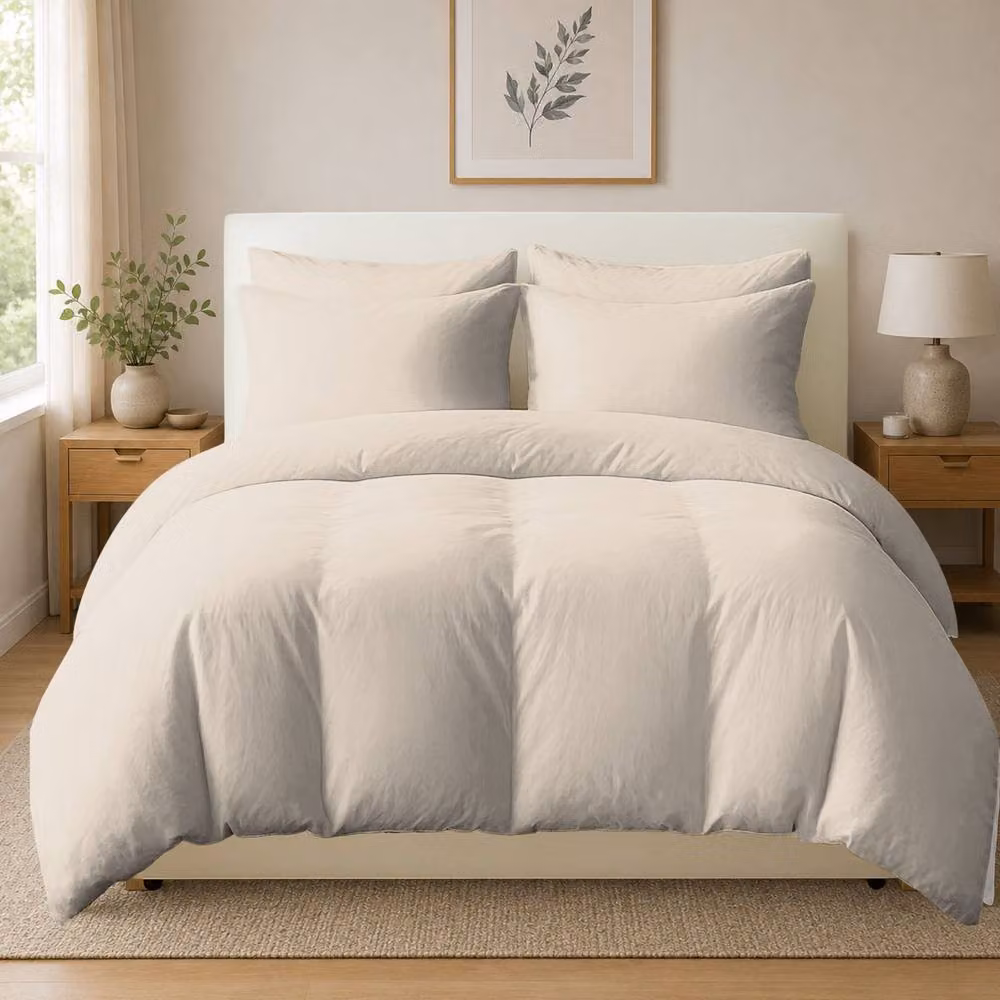Grace 400 TC 100% Egyptian Cotton Duvet Cover Set in Beige, Size: 140 x 200 cm – 1