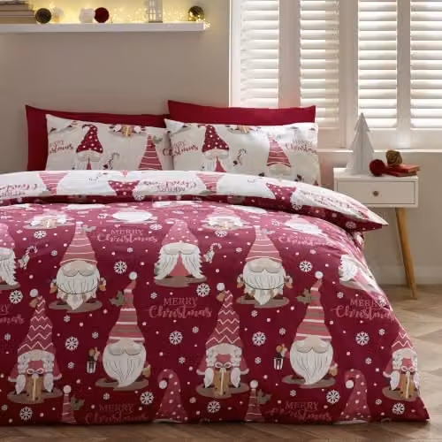Catherine Lansfield Christmas Gonks Reversible Duvet Cover and Pillowcase Set, Purple, W/D/H: 135 x 200 cm – 4