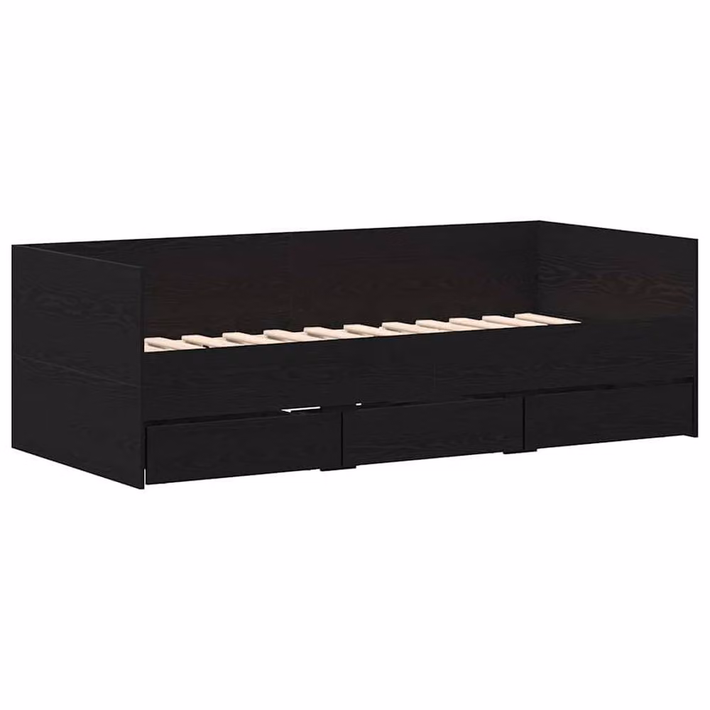 Berkfield Home Modern Daybed in Black Oak Engineered Wood W/D/H: 90 x 200 x 65 cm – 3