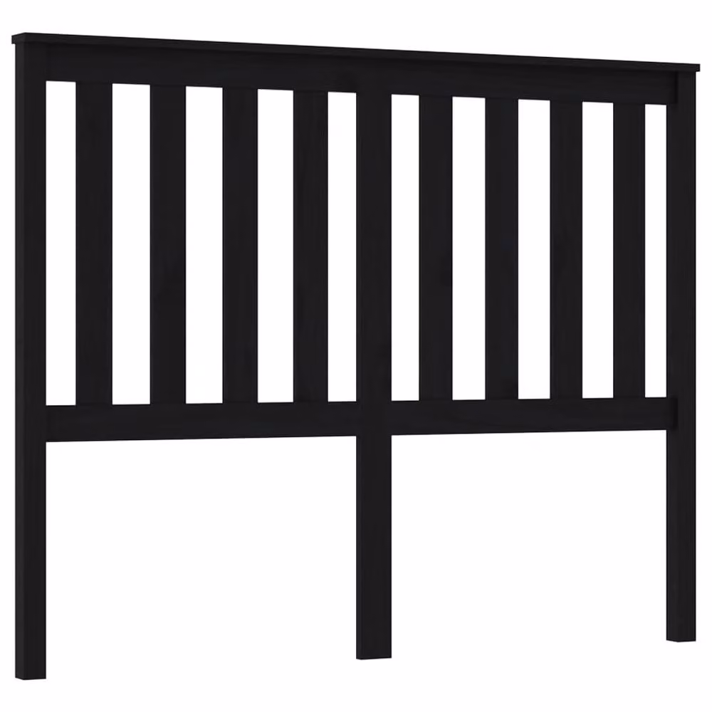 Berkfield Home Beautiful Bed Headboard in Black Solid Pine, W: 146 cm, D: 6 cm, H: 101 cm – 3