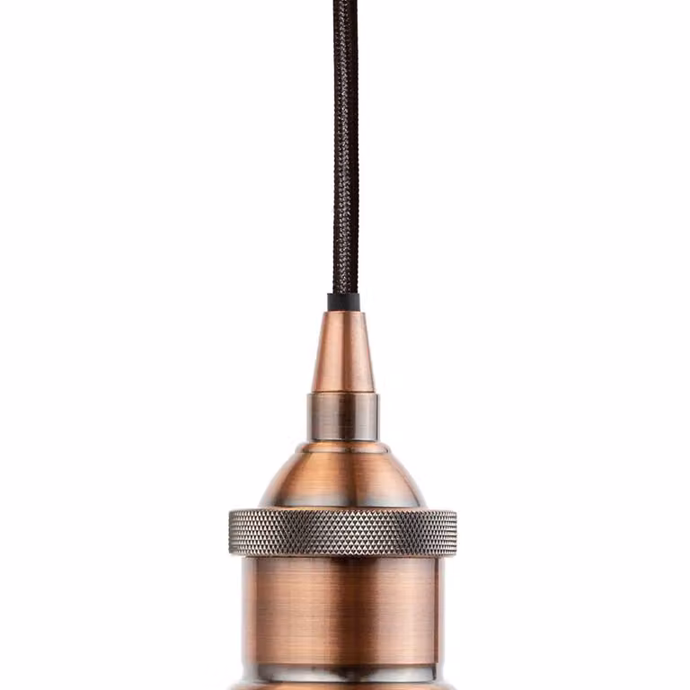 SE Home St Edmund's Round Suspended Pendant Light in Navy Blue and Antique Copper