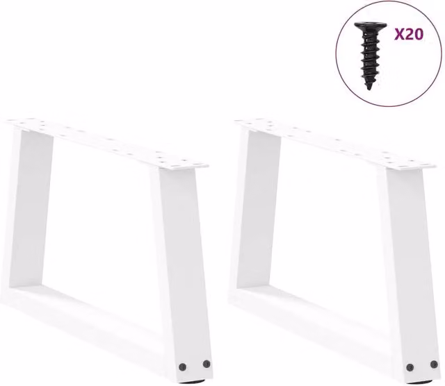 Berkfield Home Modern V-Shape Dining Table Legs, 2 Pieces, White Steel