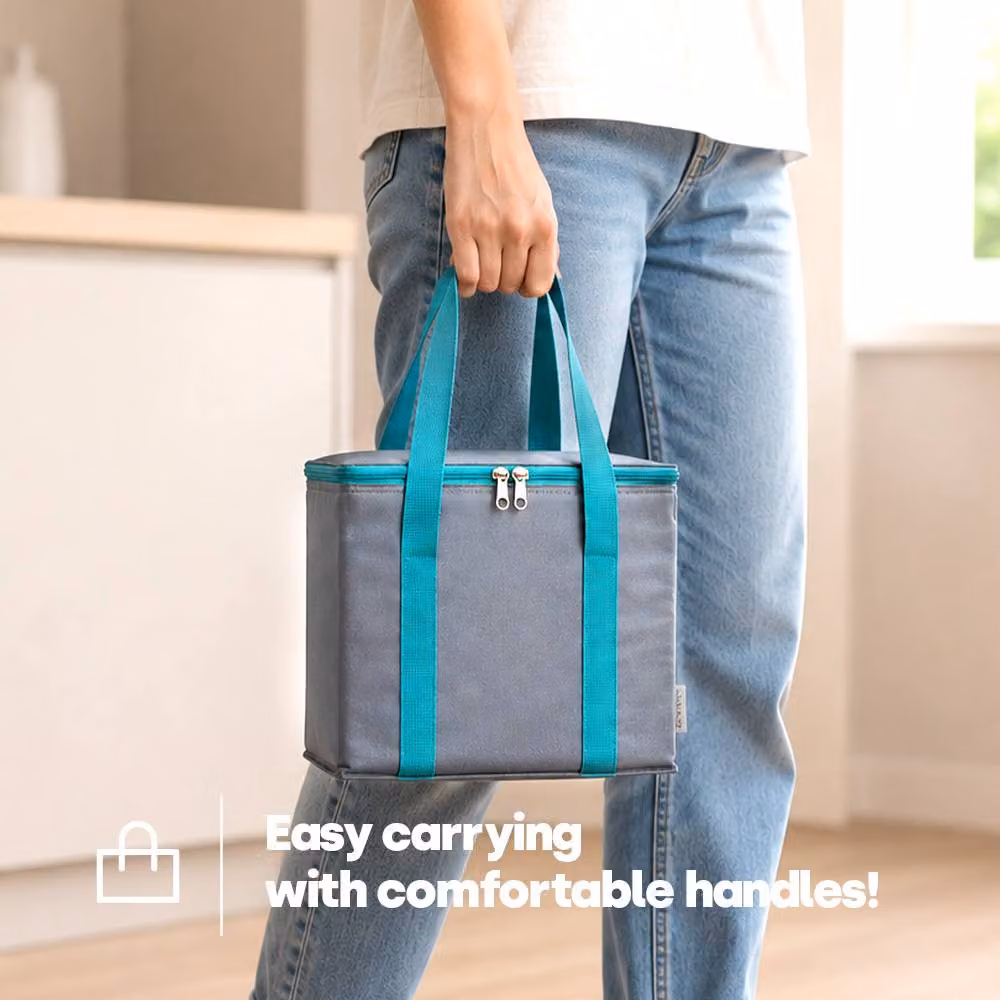 LIVIVO 10L Insulated Cooler Bag with Freezer Block in Grey – 3