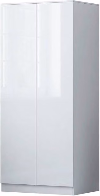 SPETLEK Modern Glossy White 2-Door Wardrobe with Push-to-Open Hinged Doors