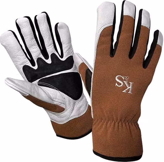 Kent & Stowe Sure & Fit Multi Job Gloves in Brown, White and Black, Size: Medium – 1