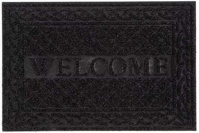 Esselle Romiley Welcome Rubber Crumb Scrapper Doormat in Black, W/D: 60 x 40 cm