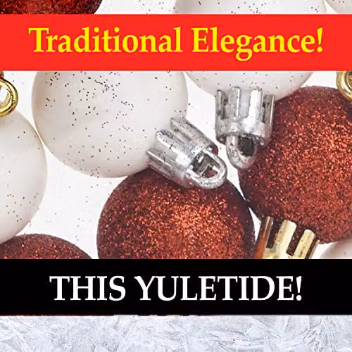 VFM e-Store Red, White and Gold 3cm Round Mini Baubles (25 Pack) - Christmas Tree Decorations – 8