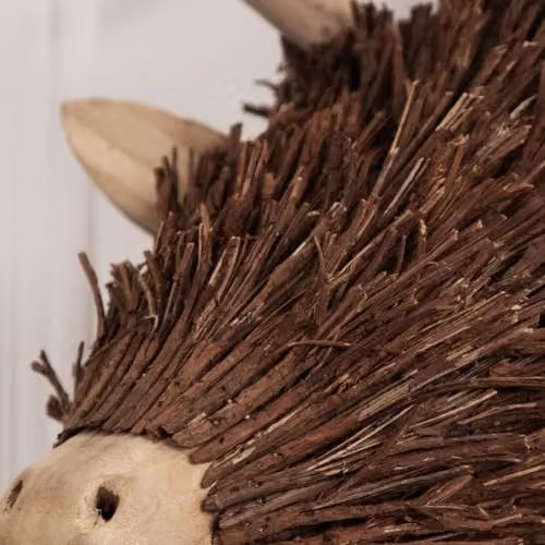 Voyage Maison Stirling Stag Head Brown Wood and Rattan Tabletop Sculpture – 3