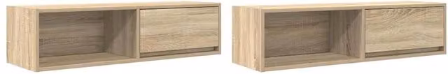 Berkfield Home 2-Piece TV Cabinet Set in Sonoma Oak, Light Tan, W/D/H: 100 x 31 x 25.5 cm – 1