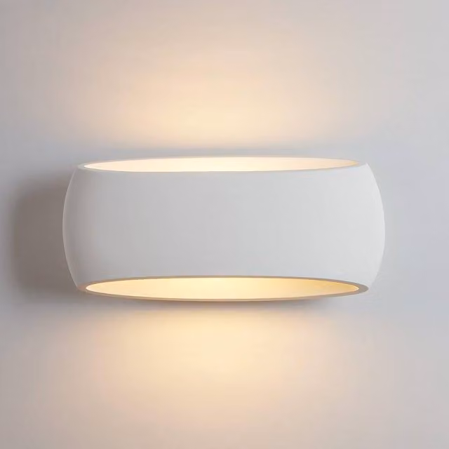 Harper Living Modern White Oval Ceramic Wall Sconce Lamp, Length: 38 cm – 1