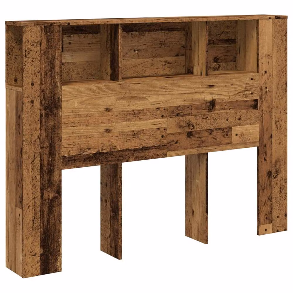 Berkfield Home Headboard Cabinet in Brown Old Wood with Integrated Side Compartments, W: 140 cm, D: 18.5 cm, H: 102.5 cm – 3