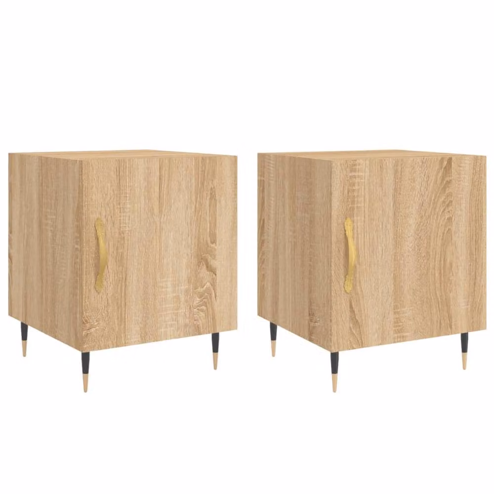 Berkfield Home Modern Bedside Cabinets, 2 Piece Set in Sonoma Oak Brown, W/D/H: 40 x 40 x 50 cm – 2
