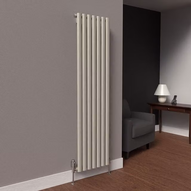 Lux Heat Oval Coloured Vertical Steel Radiator in Grey, H: 160 cm x W: 42 cm
