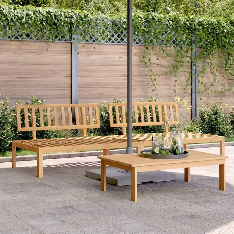 Berkfield Home Garden Pallet Middle Sofas, Set of 2, Brown Solid Acacia Wood